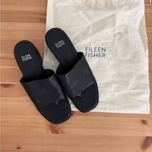 Brand new Eileen Fisher Black Leather Slides